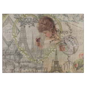 Paris France Pretty Girl Soft Eiffel Cutting Board