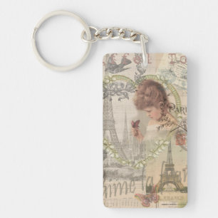 Paris France Pretty Girl Soft Eiffel Keychain