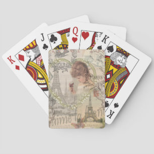 Paris France Pretty Girl Soft Eiffel Playing Cards