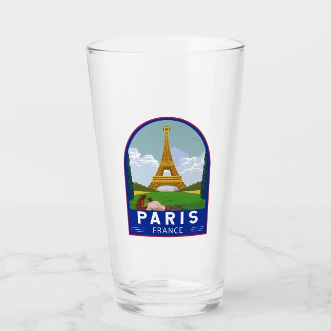 Paris France Retro Travel Art Vintage Glass (Front)