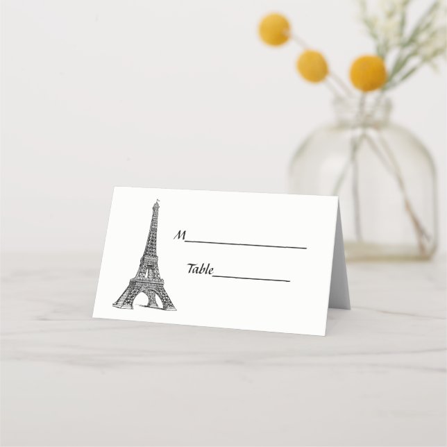 Paris France Skyline #2 BW Escort Cards (Back)