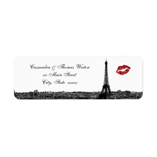 Paris France Skyline Kiss #1 BW H Return Address (Front)