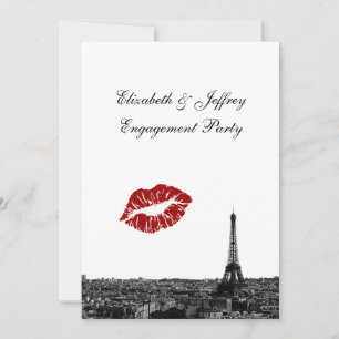 Paris France Skyline Kiss #1 BW V Faire-part de fi