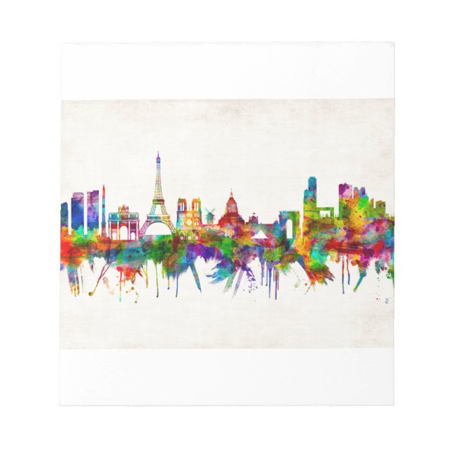 Paris France Skyline Notepad (Front)