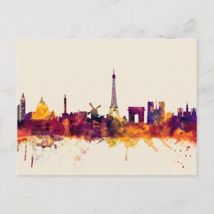 Paris France Skyline Postcard