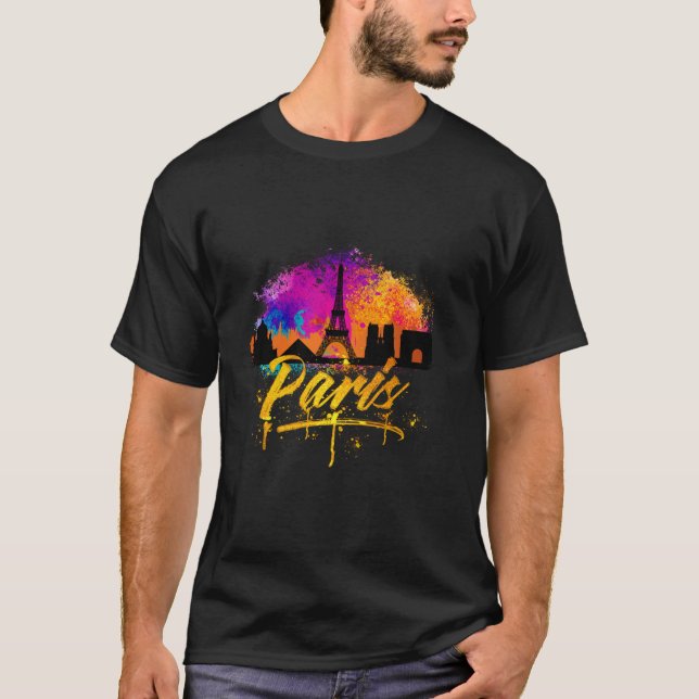 Paris France Souvenir Skyline Long Sleeve T Shirt (Front)