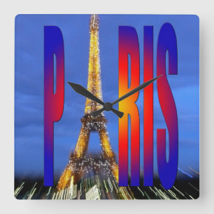 Paris France Square Wall Clock