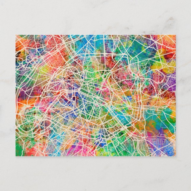 Paris France Street Map Postcard (Front)