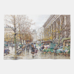 Paris France Street Scene Flowers Kitchen Towel