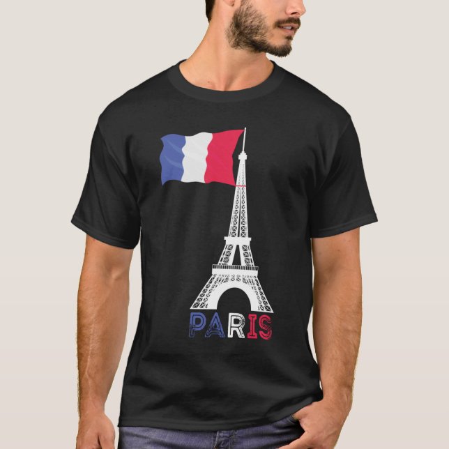 Paris France Theme Love Eiffel Tower T-Shirt (Front)