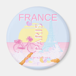 Paris, France, Travel Art, Preppy, Blue Magnet