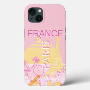 Paris, France, Travel Art, Preppy, Pink iPhone 13 Case