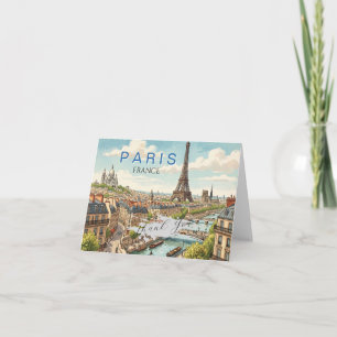 Paris France Travel Art Vintage Personalize Thank You Card
