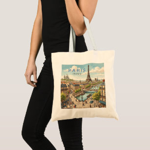 Paris France Travel Art Vintage Tote Bag