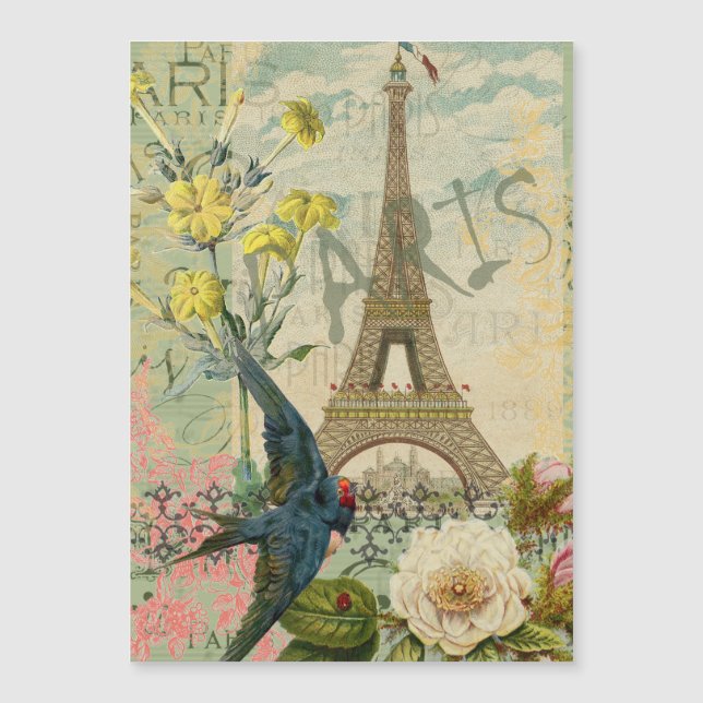 Paris France Travel Vintage Antique Art Painting (Front)
