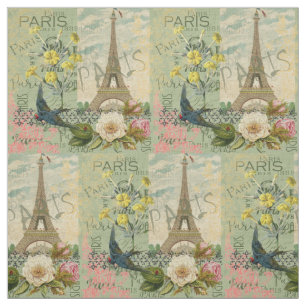Paris France Travel Vintage Antique Art Painting Fabric