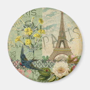Paris France Travel Vintage Antique Art Painting Magnet