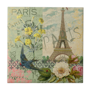 Paris France Travel Vintage Antique Art Painting Tile