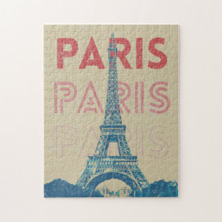 Paris France typography and Eiffel tower Jigsaw Puzzle