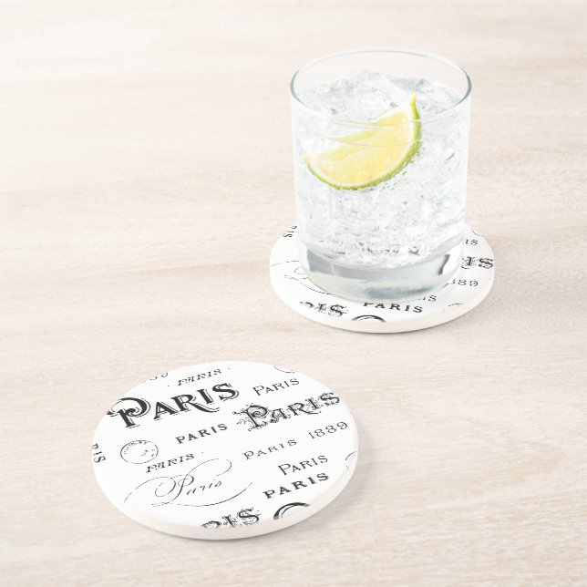 Paris France Typography Souvenirs Coaster (Side)