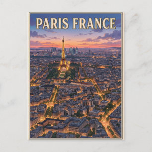 Paris France Vintage Anime Travel Postcard