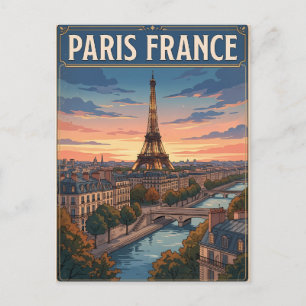 Paris France Vintage Anime Travel Postcard