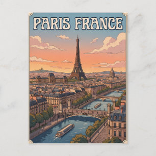 Paris France Vintage Anime Travel Postcard