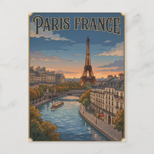 Paris France Vintage Anime Travel Postcard
