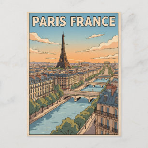 Paris France Vintage Anime Travel Postcard