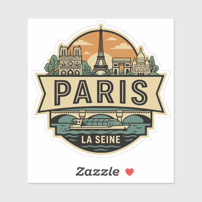 Paris France Vintage Travel Badge Eiffel Tower (Sheet)
