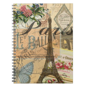 Paris France Vintage Travel Colorful Artwork Notebook