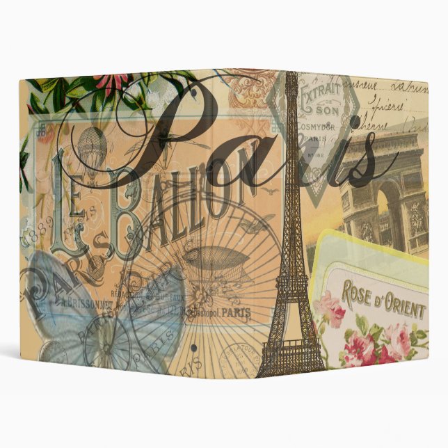 Paris France Vintage Travel Colourful Artwork Binder (Background)
