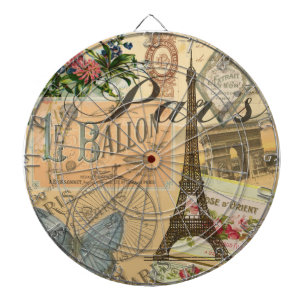 Paris France Vintage Travel Colourful Artwork Dartboard