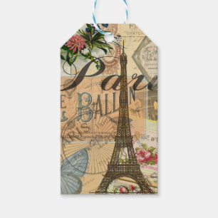 Paris France Vintage Travel Colourful Artwork Gift Tags