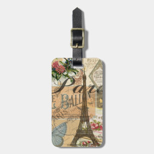 Paris France Vintage Travel Colourful Artwork Luggage Tag