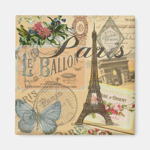Paris France Vintage Travel Colourful Artwork Magnet