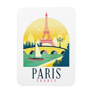 Paris France Vintage Travel Magnet
