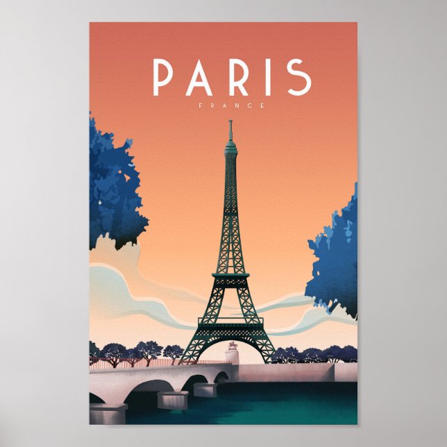 Paris france vintage travel poster (Front)