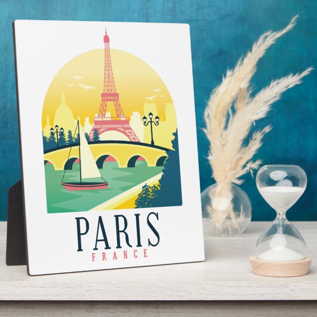 Paris France Vintage Travel Romantic  Plaque (Side)