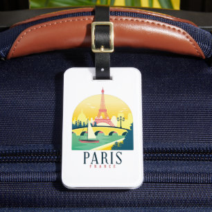 Paris France Vintage Travel Trip to Paris Luggage Tag