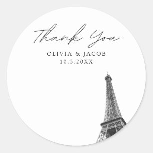 Paris France Wedding Favour Photo Thank You Classic Round Sticker