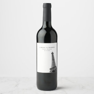 Paris France Wedding Minimalist Wine Label