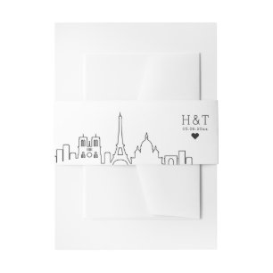 Paris, France Wedding   Stylized Skyline Monogram Invitation Belly Band