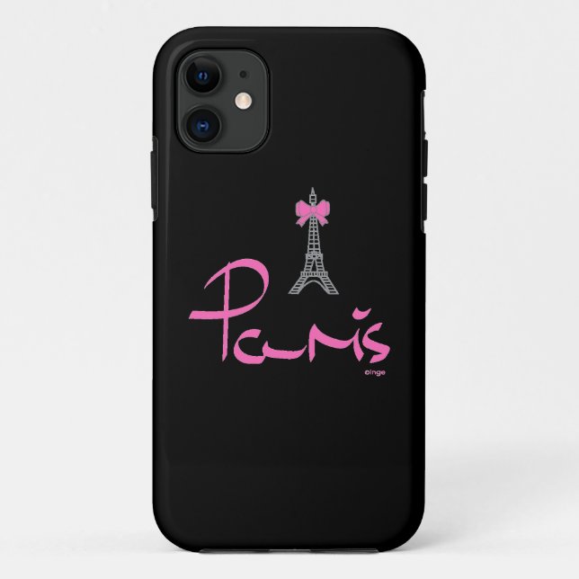 Paris,-France-with-Pink-Bow Case-Mate iPhone Case (Back)