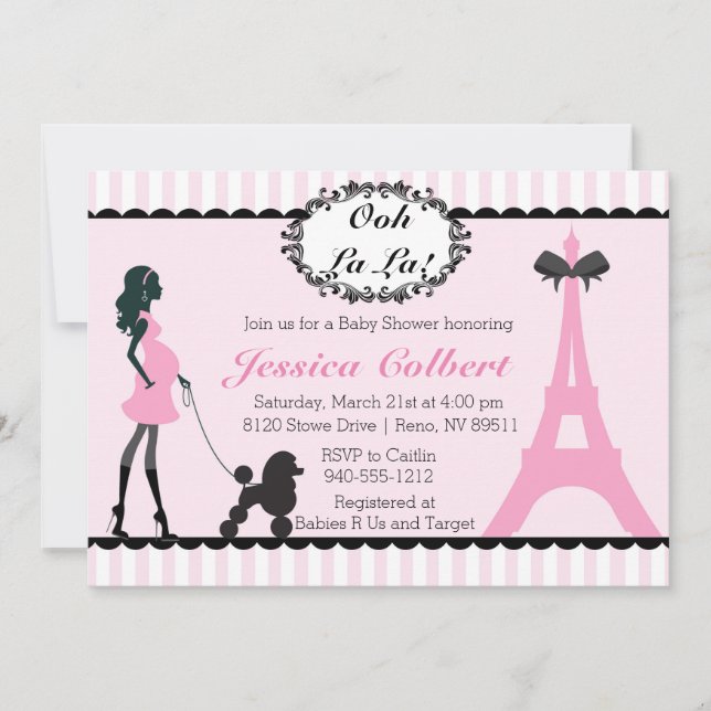Paris French Eiffel Tower Baby Shower Invitation (Front)