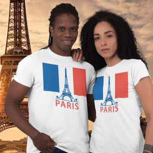 Paris French Flag and Eiffel Tower T-Shirt