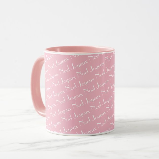 Paris French Merry Christmas Joyeux Noel Pink Mug (Front Left)