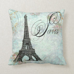 Paris French Ornate Eiffel Tower Throw Pillow
