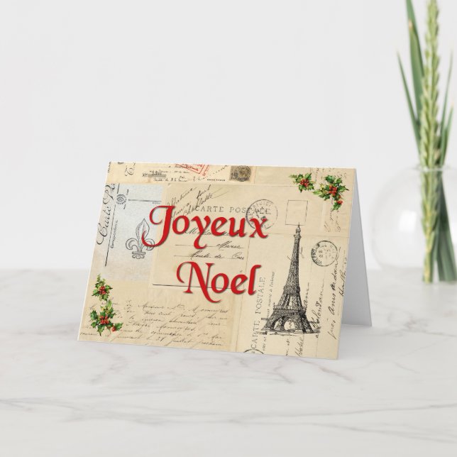 Paris French Postcards Christmas Card (Front)