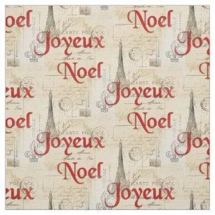 Paris French Postcards Christmas Fabric
